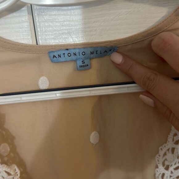 Antonio Melani Women's Embroidered Floral Tunic Cover-up Dress Natural Small - Picture 5 of 9